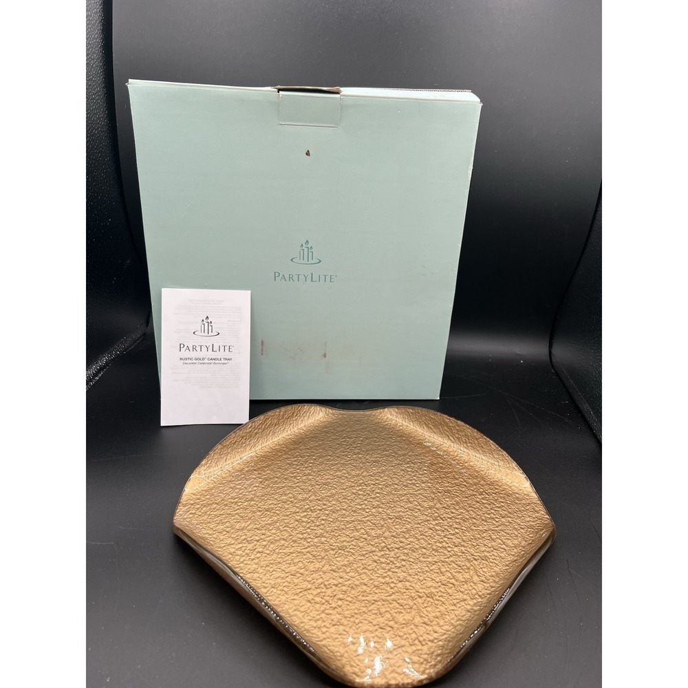 🕯️PartyLite P8660 Rustic Gold Candle Tray–Decorative Holder–Elegant Home Décor!